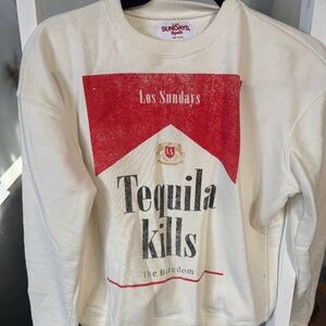 los Sundays, cream sweatshirt tequila kills size small